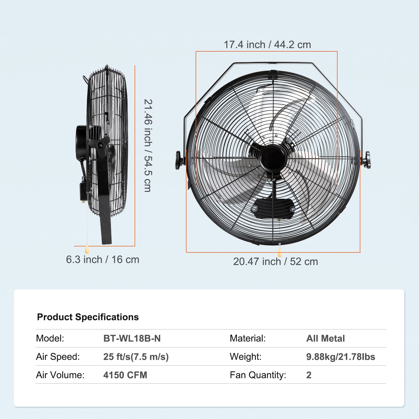Industrial Wall Mounted Fan 3 Speed High Velocity Air Circulator_voghion.com